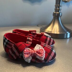 Toddler Baby All Occassion Shoes Christmas Plaid Lace Bow Baby Girl Gift